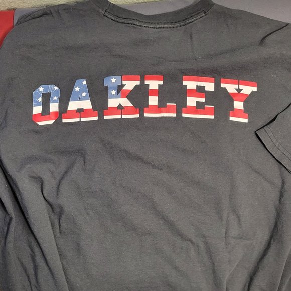 Oakley | Shirts | Oakley Black Tshirt With Red White And Blue Stars Abs ...